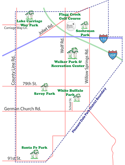 map of Pleasant Dale parks